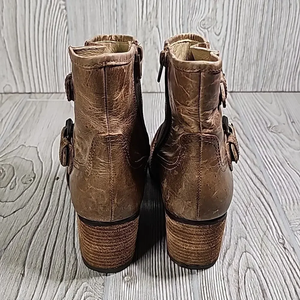 Matisse Double Down Brown Leather Ankle Boots Womens 7.5
